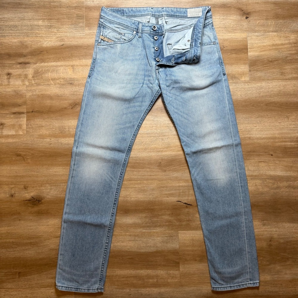 Diesel Belther Jeans Mens 30x32 Light Blue Slim Tapered Stretch Denim Wash 0842H